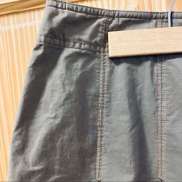 DKNY brown pleated print cotton knee length skirt - Picture 3 of 8